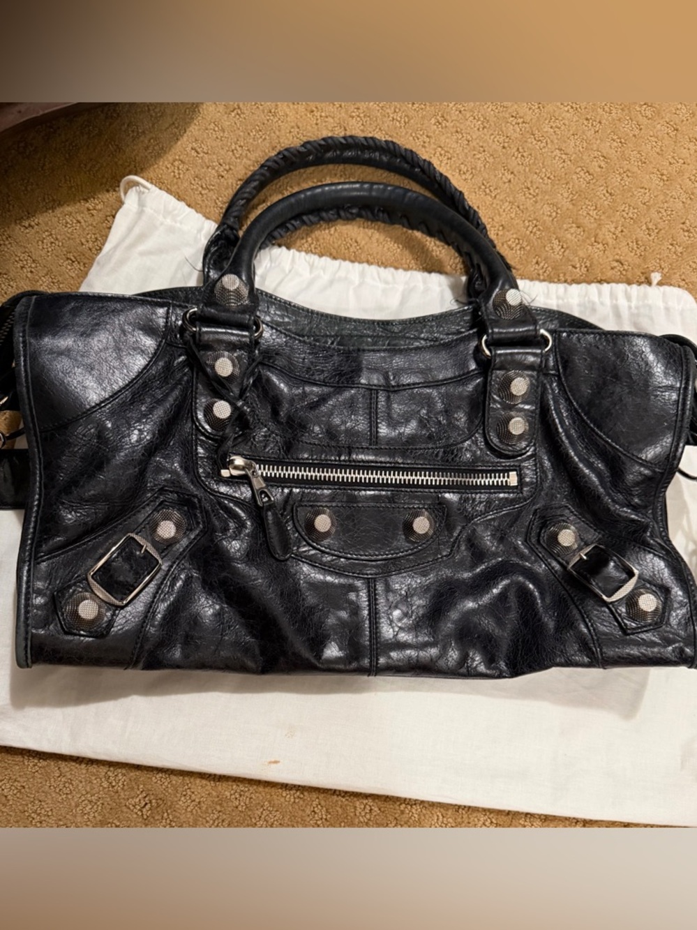 Balenciaga Black Leather Shoulder Bag with Silver Hardware - Picture 2 of 9